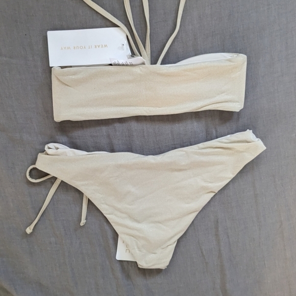 L*Space Shimmer Dawn Amal Bikini Set Bone Cream - Picture 4 of 11